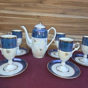 Elegant Blue and White Tea Set